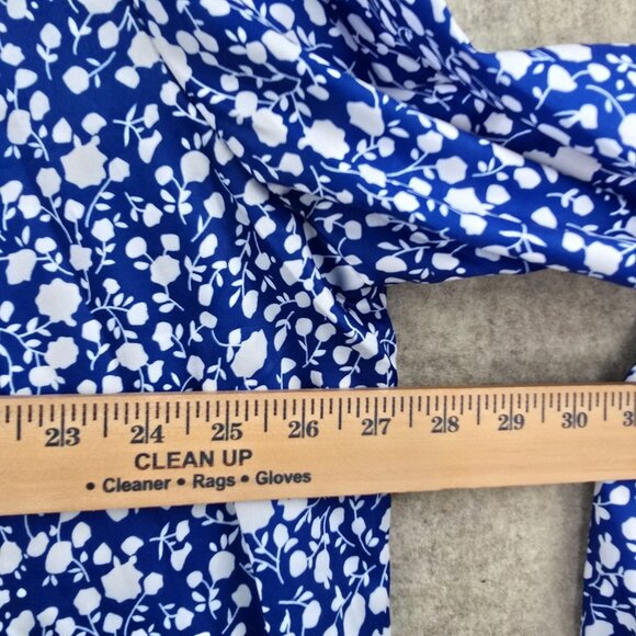 Blue Womens Plus Size Long Sleeve V-Neck Floral Blouse 5XL 100% Polyester - Picture 7 of 8